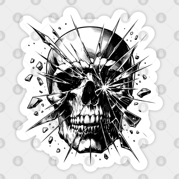 Broken crystal Skull Sticker by PrintSoulDesigns